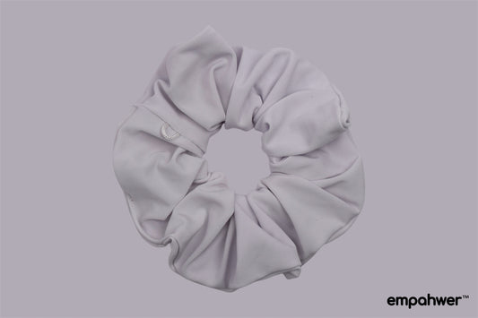 Soft White Scrunchie with the Go Loop – Minimalist Hair Accessory