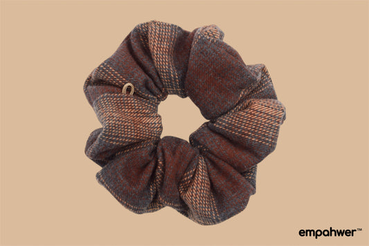 Brown Plaid Scrunchie with the Go Loop – Soft Hair Accessory
