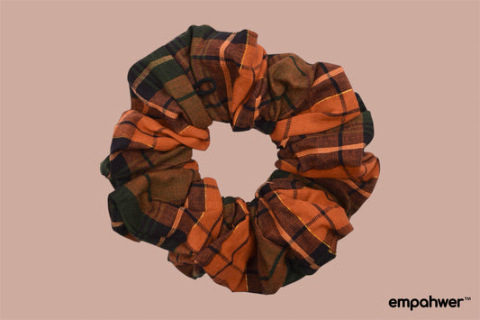 Autumn Plaid Scrunchie in Fall Colors with the Go Loop - Cozy and Stylish Hair Accessory for Everyday and Seasonal Wear