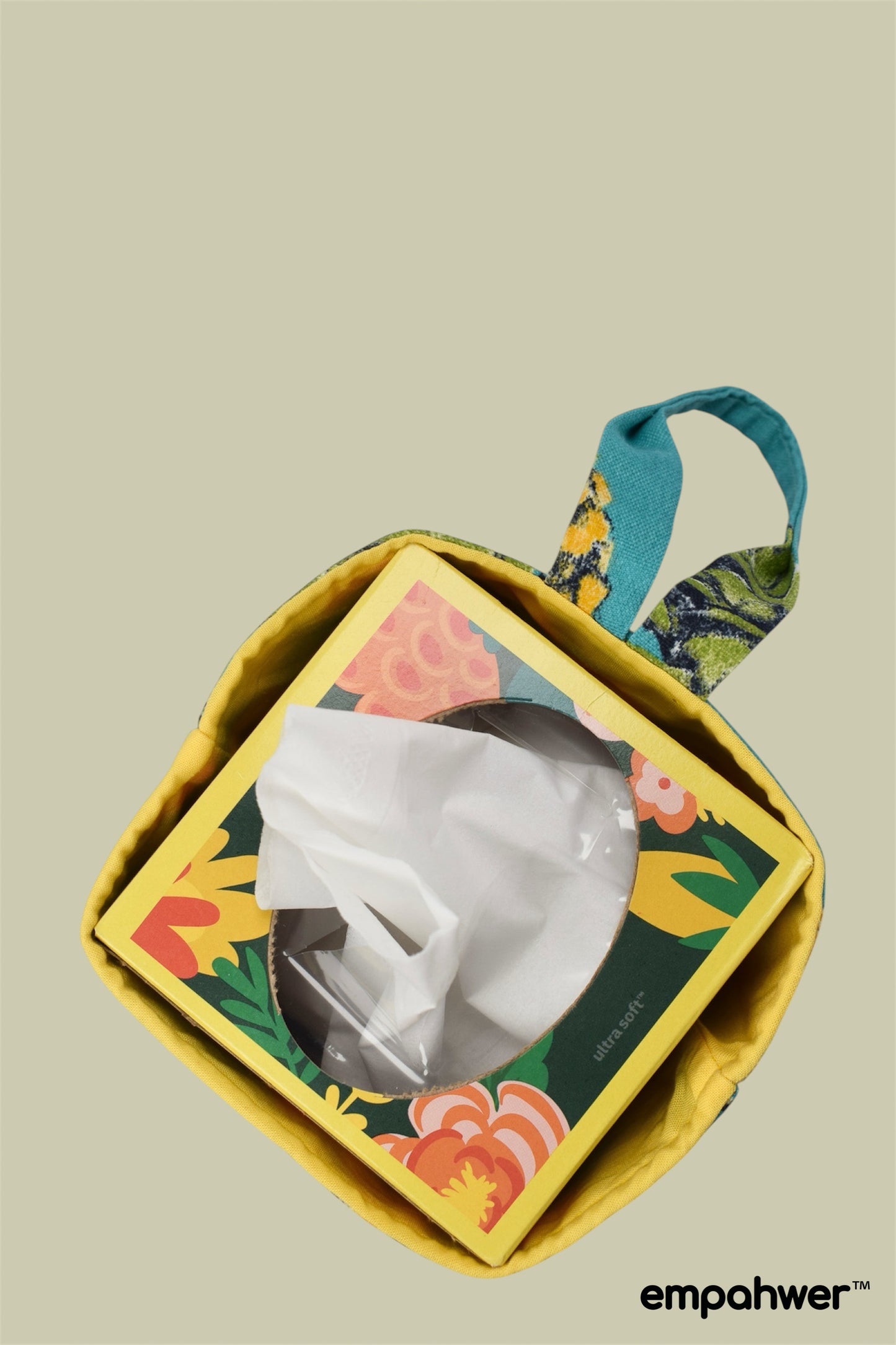 Tropical Pineapple Tissue Box Holder with Hanging Loop