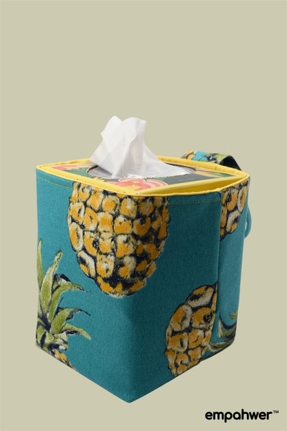 Tropical Pineapple Tissue Box Holder with Hanging Loop