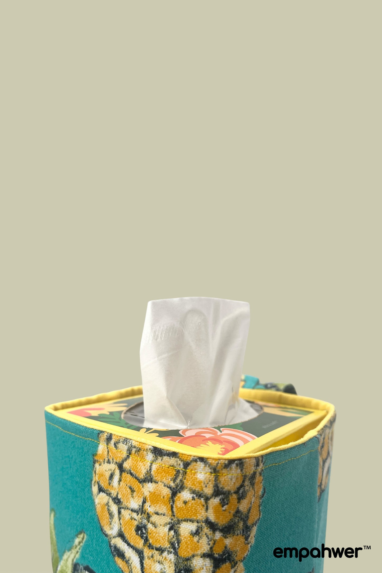 Tropical Pineapple Tissue Box Holder with Hanging Loop