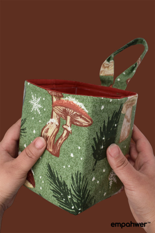 Mushroom Snow Tissue Box Holder with Hanging Loop