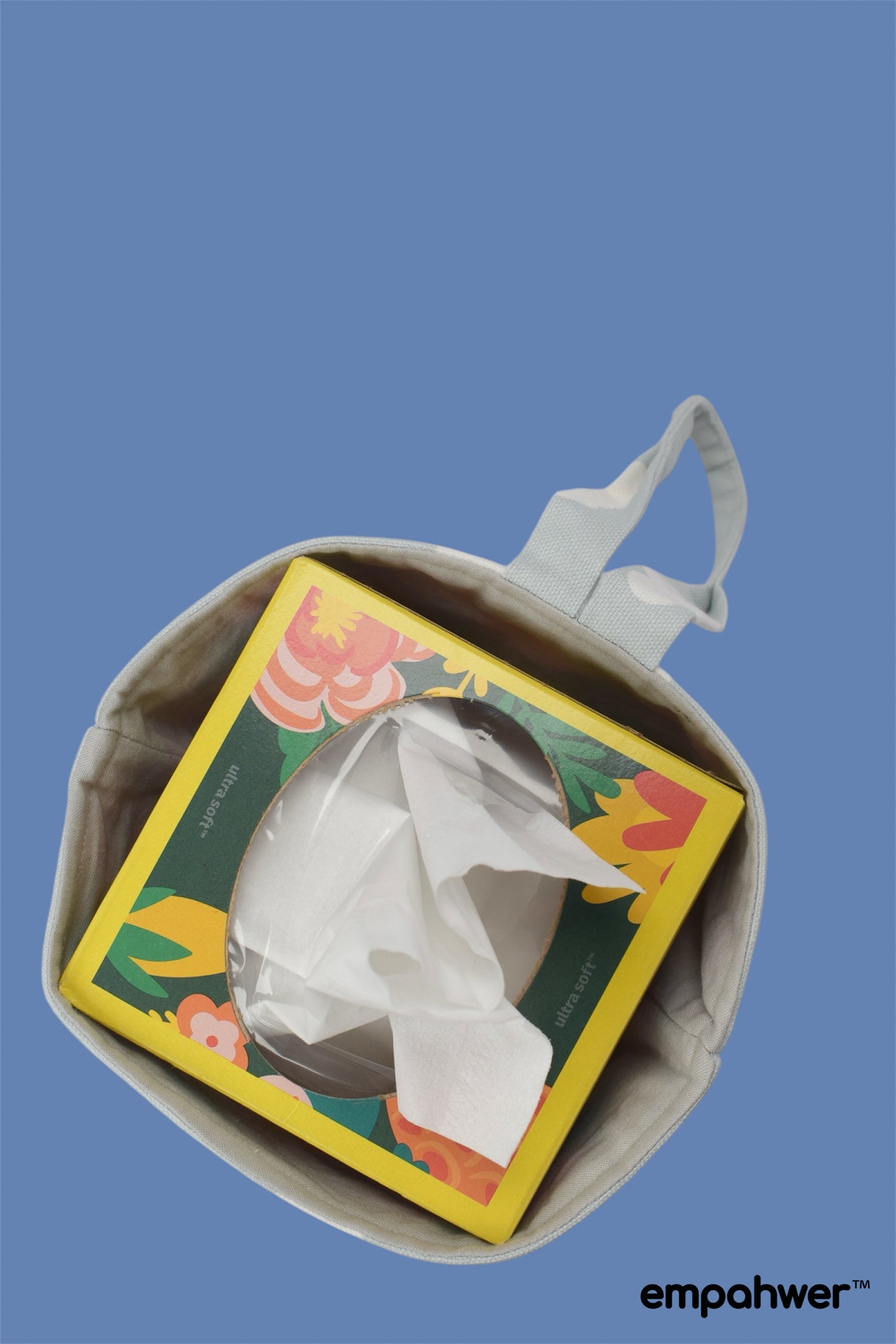 Grey Cloud Tissue Box Holder with Hanging Loop
