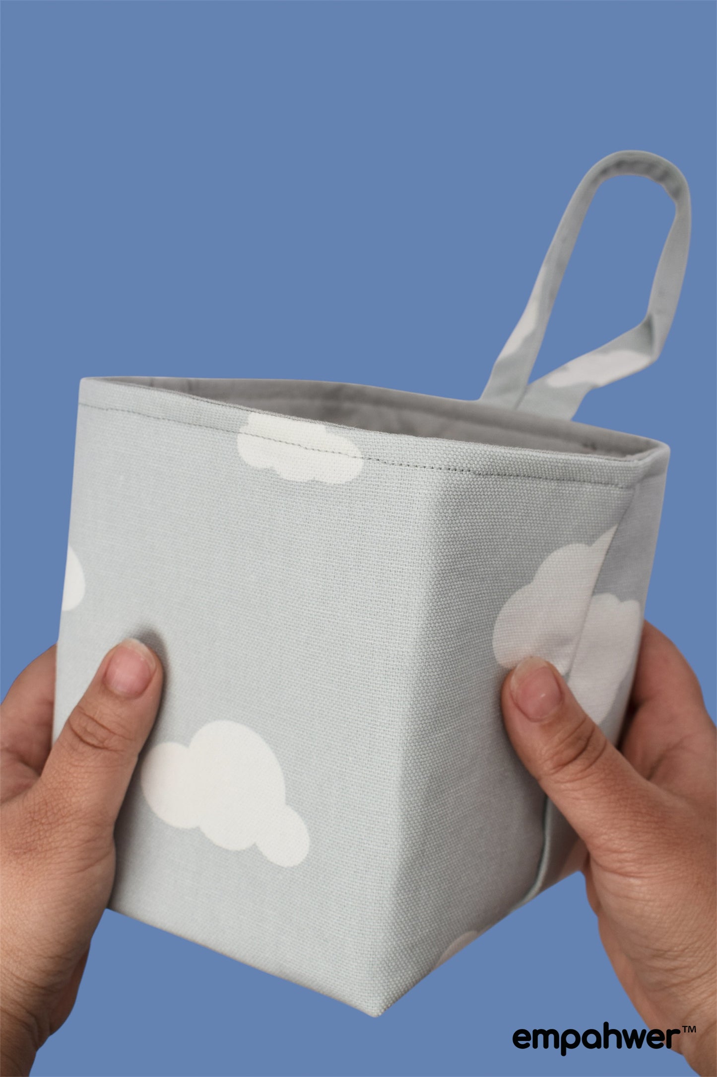 Grey Cloud Tissue Box Holder with Hanging Loop