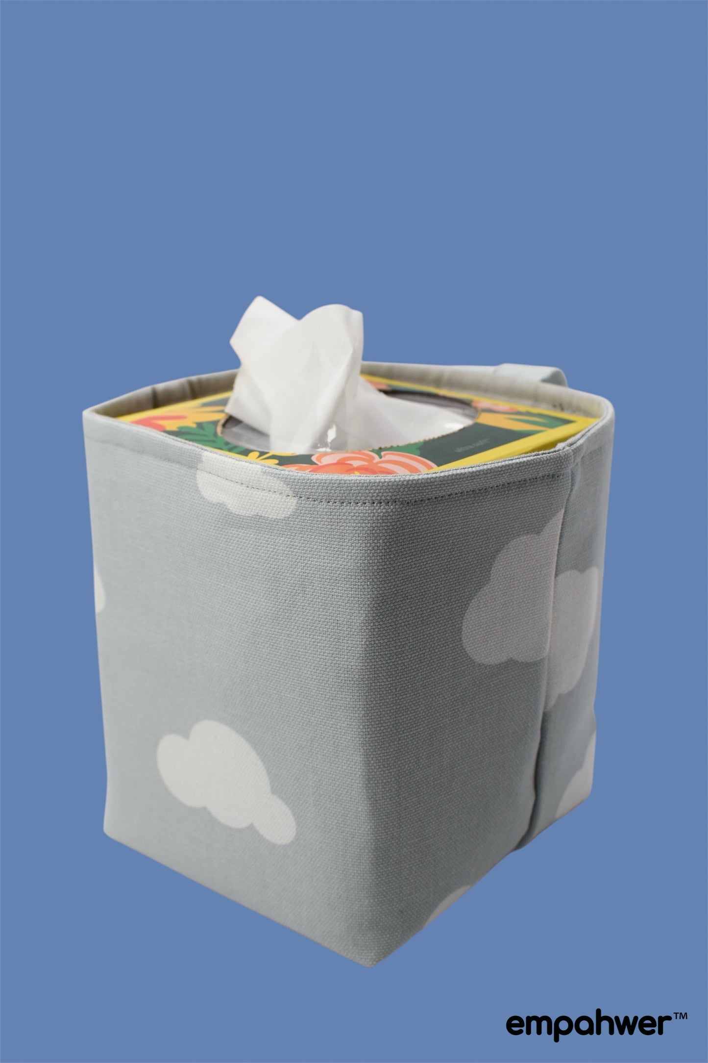 Grey Cloud Tissue Box Holder with Hanging Loop