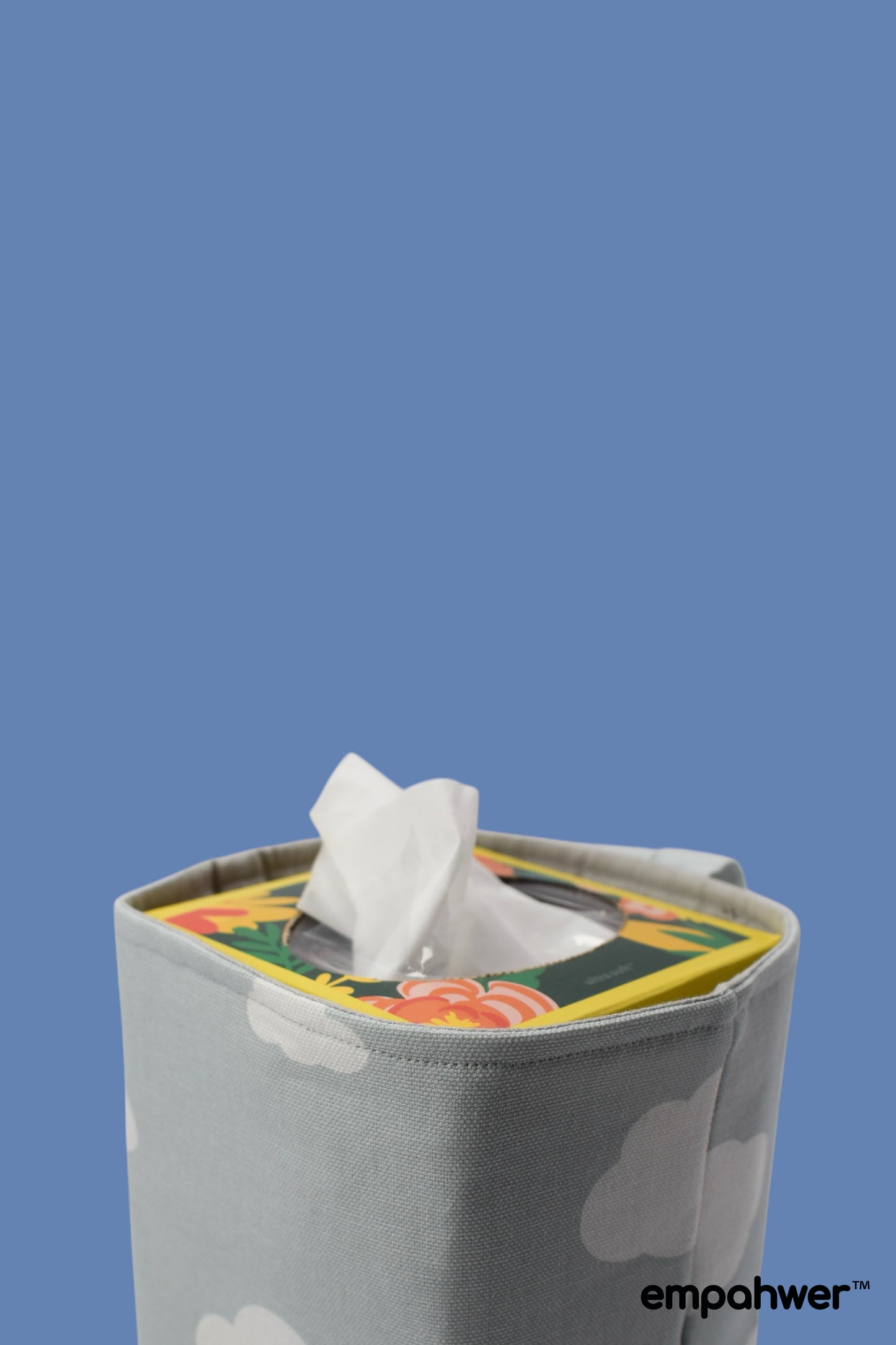 Grey Cloud Tissue Box Holder with Hanging Loop