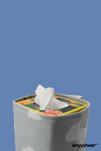 Grey Cloud Tissue Box Holder with Hanging Loop